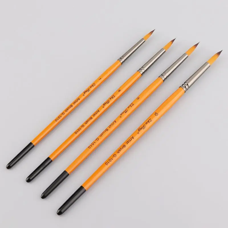 Pennello in nylon per acquerello con punta a punta sottile dipinta a mano fine. Pennello in nylon per acquerello