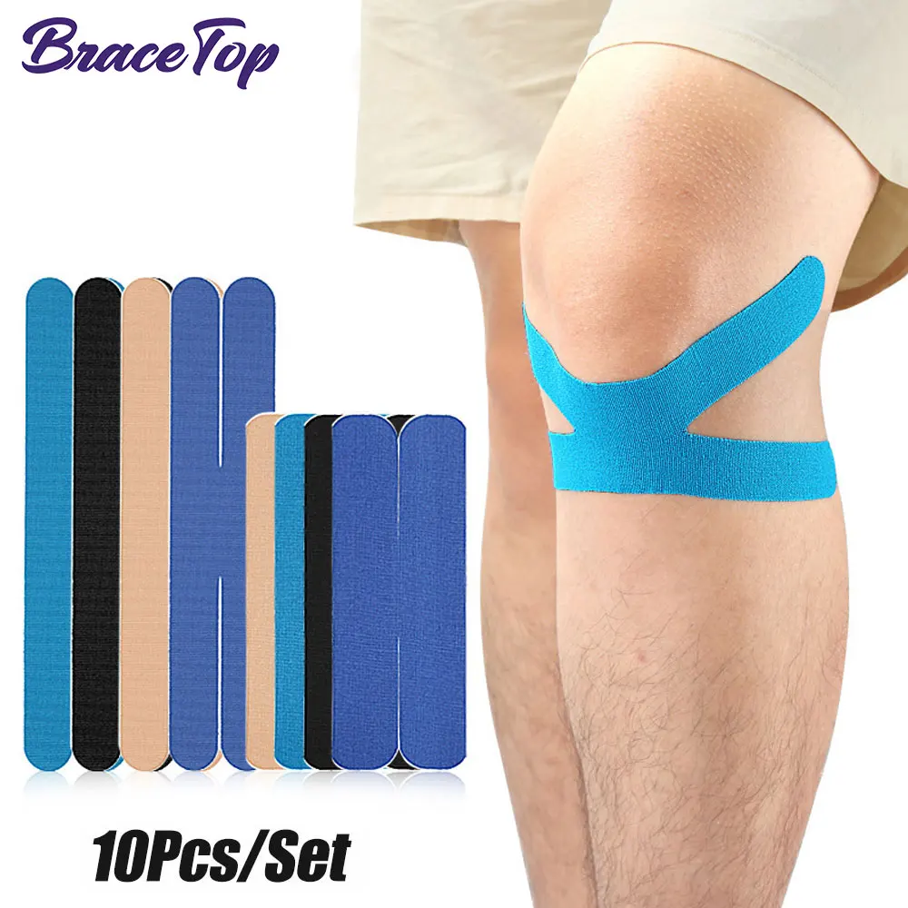 10 Stück/Set vorgeschnittenes Kinesiologie-Tape für Knöchel, Knie, Schulter, Ellenbogen, Knie, Laufen – wasserdicht und elastisch, atmungsaktiv, hypoallergen