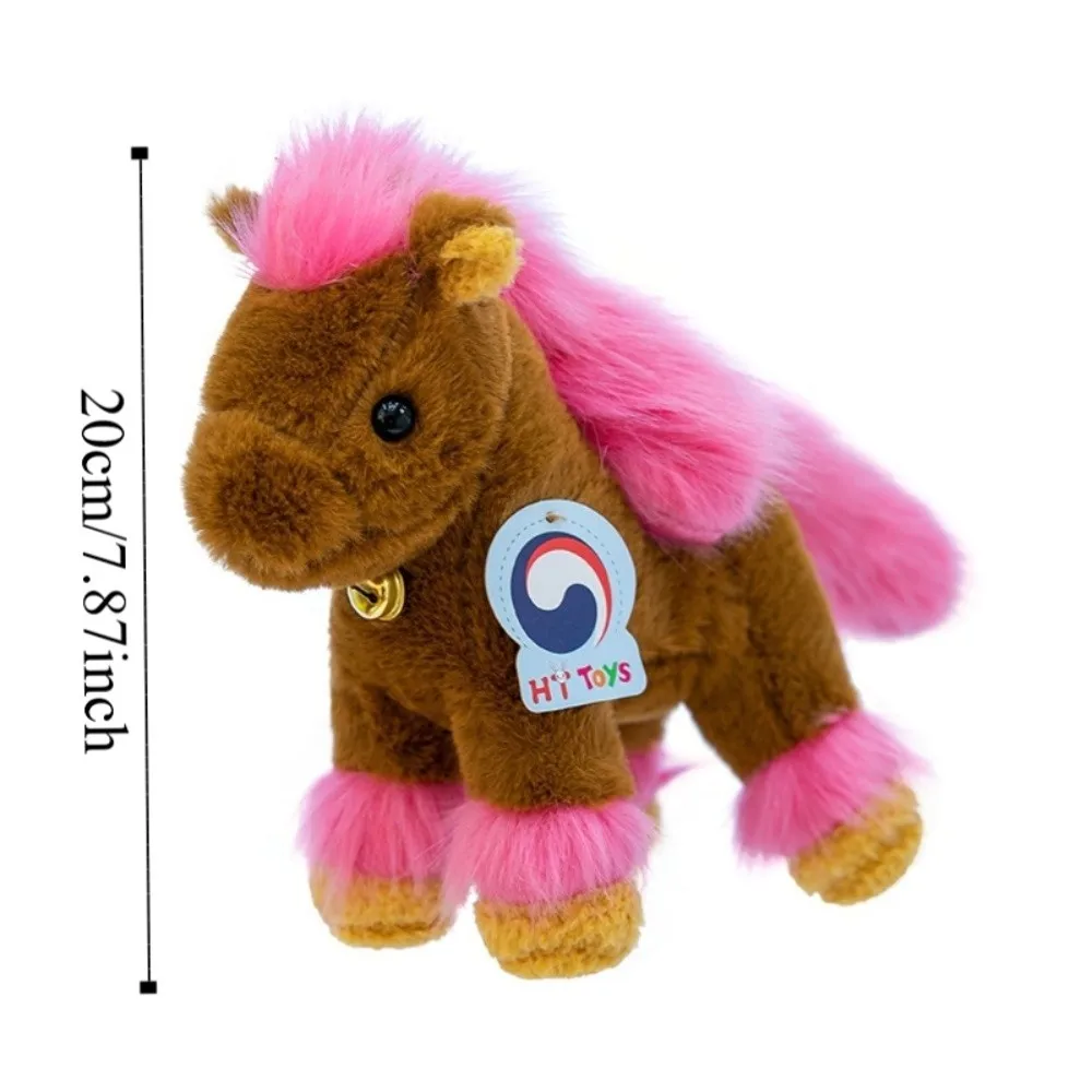 Mascot 2026 Horse Cute Bell Stuffed Horse Fluffy Kawaii Zodiac Pony Figurine Festive Decor