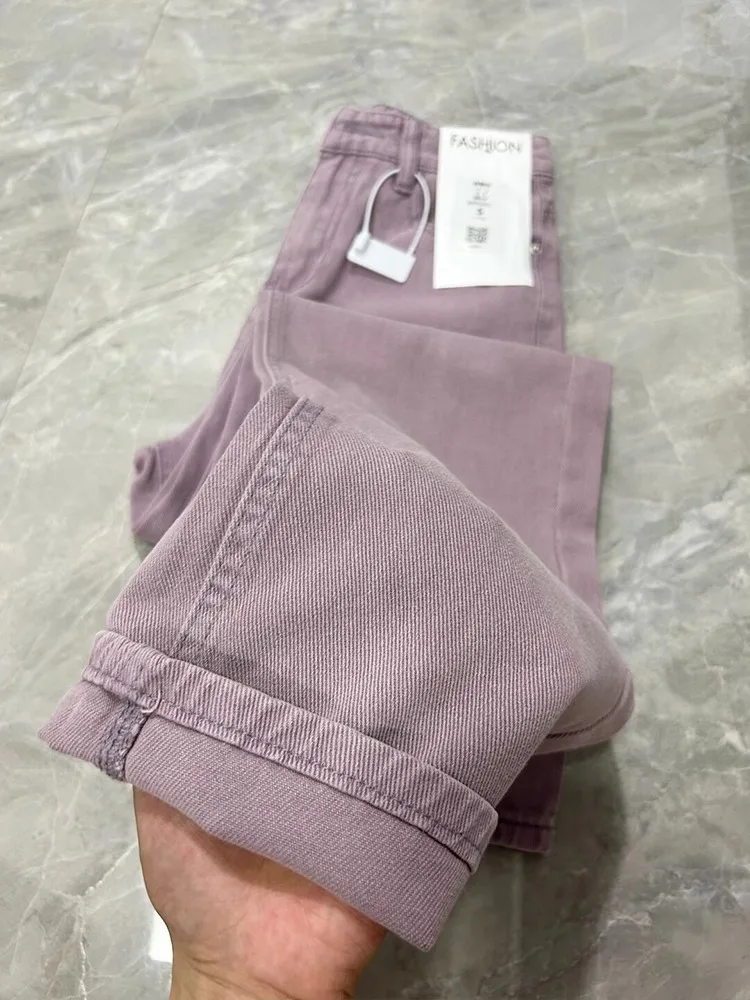 

High Waist Wide Leg Denim Jeans Women plus Size Loose Straight Cut Slimming Dra Floor-Length Summer Trendy Purple
