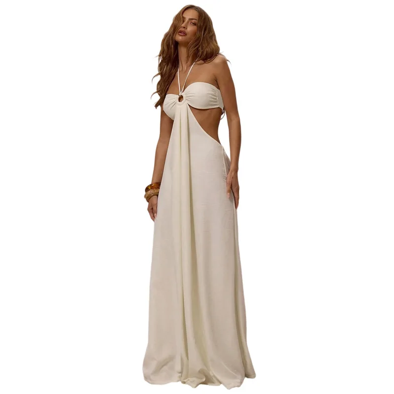 Combinaisons amples élégantes pour femme, tendance, à lacets, dos nu, style licou, froncées, pour soirées et bals de promo