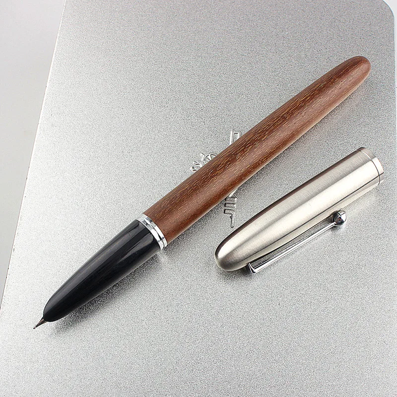 

luxury high quality Retro Pro Fountain Pen Wood Stainless steel Clip Extra Fine Nib Office Signature School Writing