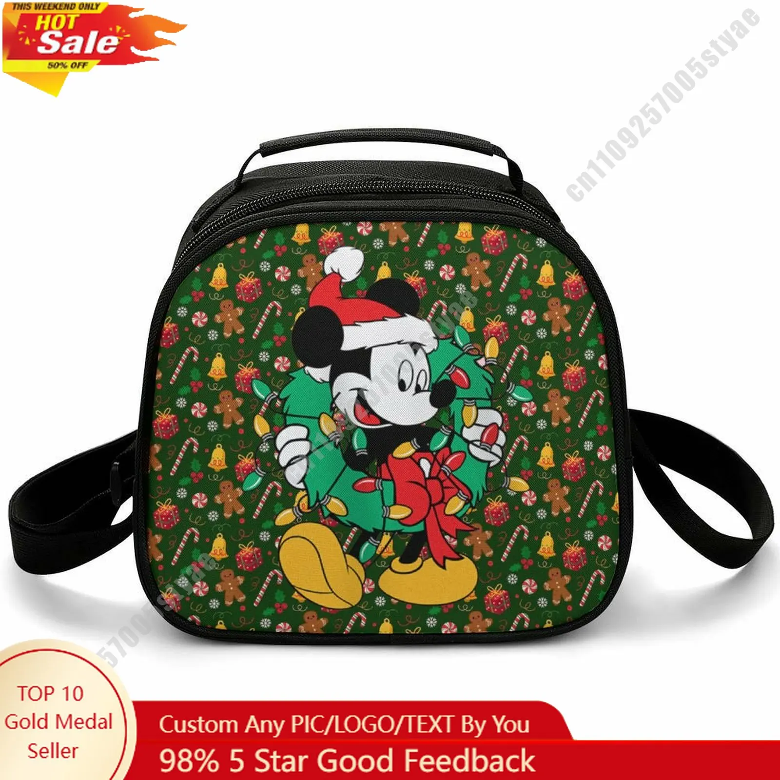 

Mickey Mouse Lunch Bag Disney Animal Patterns Bento Bag Customizable Name Photo Logo Lunchbox Essential Picnic Bag Cosplay