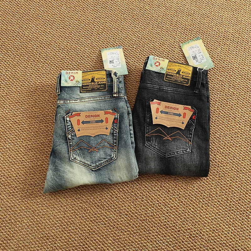 

2026 New Men's Retro Classic Trendy Denim Pants, All-match Streetwear American Style Vintage Long Trousers
