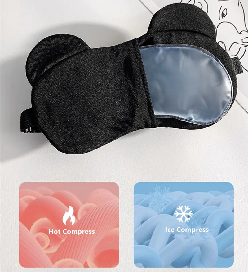Cute Bear Eye Mask Sleep Aid Light Blocking Breathable Eyeshade for Travel Protective Safety Eye Wear Cold Hot Compress view 6