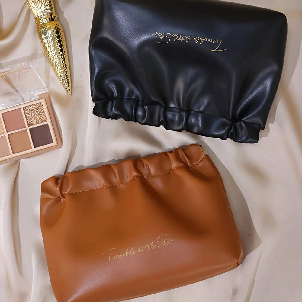Pleated Makeup Bag, Convenient Toiletry and Lipstick Storage Bag