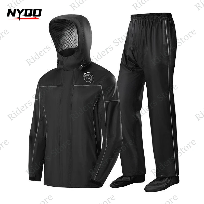 Motorcycle Rain Suit Two-Piece Waterproof Anti-Heavy Rain Thickened Outdoor Riding Raincoat for Delivery Rider Men