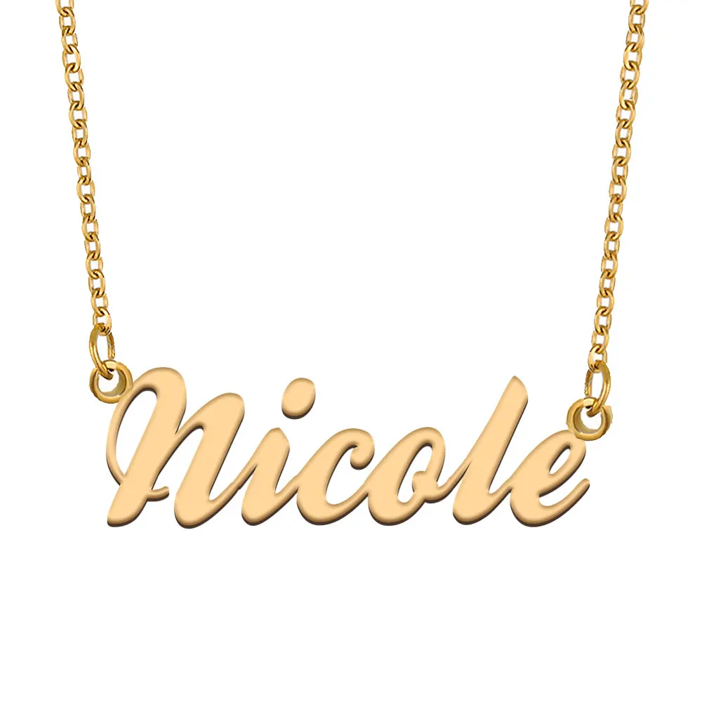 

Nicole Name Necklace for Women Stainless Steel Jewelry Gold Plated Nameplate Pendant Femme Mothers Girlfriend Gift