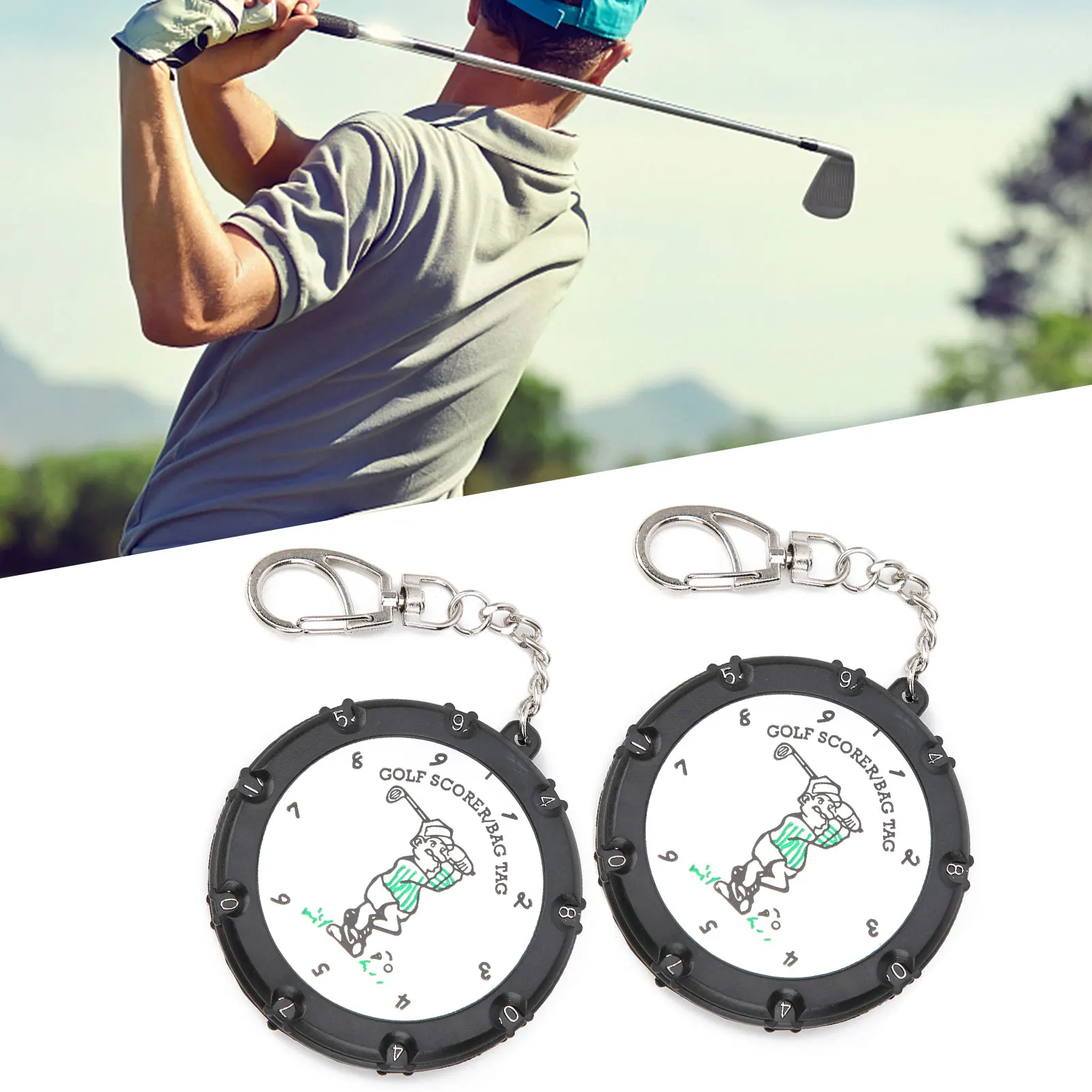 2pcs Portable Golf Stroke Counter 18 Holes Golf Score Counter Device With Key Chain