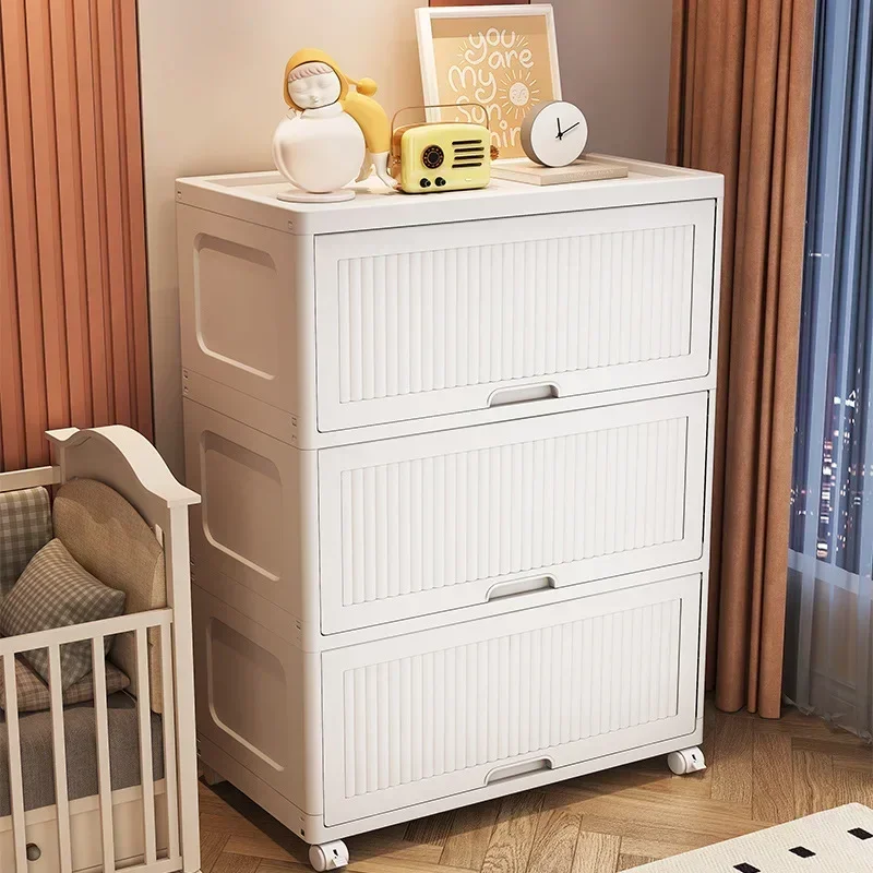 

-Шкаф для хранения с откидной крышкой в кремовом стиле, пластиковый многослойный бытовой шкаф для закусок, подходит для хранения на кухне и гостиной