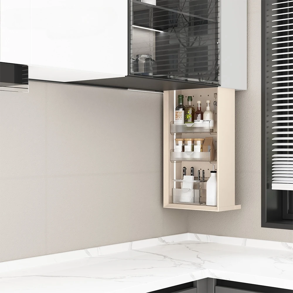 Corner Shelf Kitchen Cabinet Elevator Storage Rack Household Cabinet Seasoning Tableware Storage Rack
