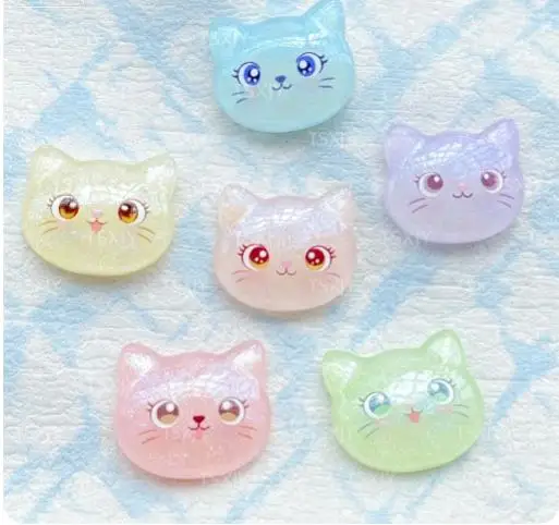 10pcs Resin 3D Cartoon Colorful Shining Kitten Resin Flatback Stone Scrapbook Wedding DIY Decor Crafts Jewelry Accessories