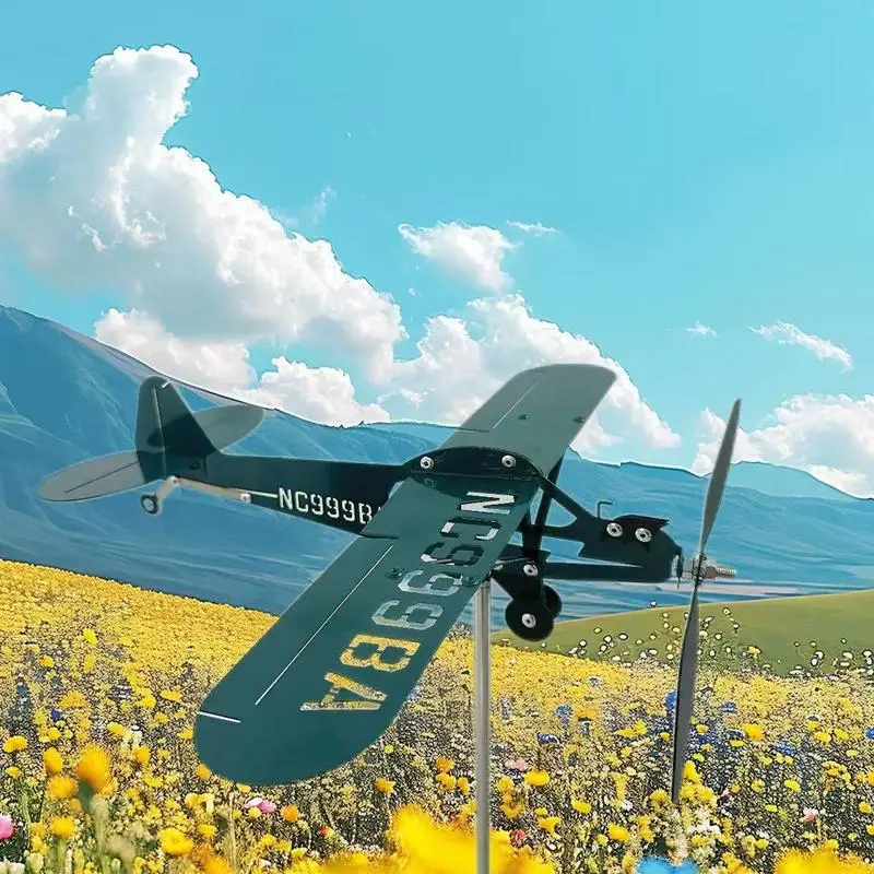 

Airplane Weather Vane Handmade Airplane Wind Vane Sculpture Aircraft Spinner Outdoor Decoration For Lawn Garden Yard Flight