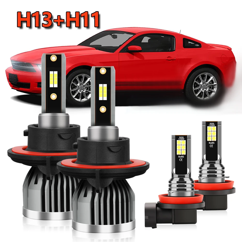 Roadsun 2/4x For Ford Mustang 2005 2006 2007 2008 2009 2010 2011 2012 LED Headlight Bulbs 160W Auto Headlamps 6000K Fog Lampada