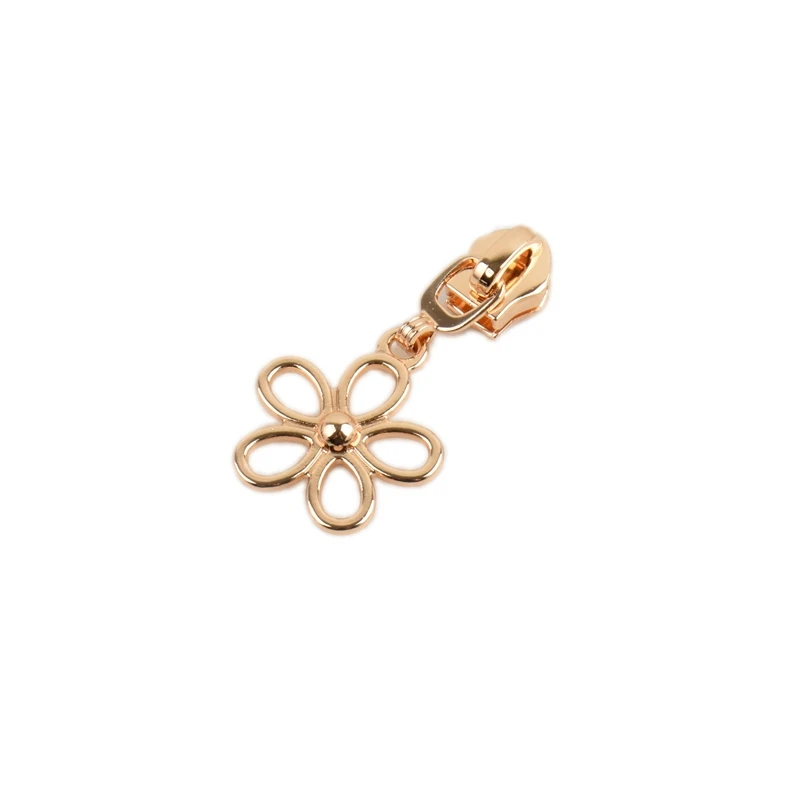 Flower shape 5# Zipper Slider For Nylon Zippers Tape Bag Purse Zipper Pulls Metal Zip Puller Head DIY Garment Sewing Accessories