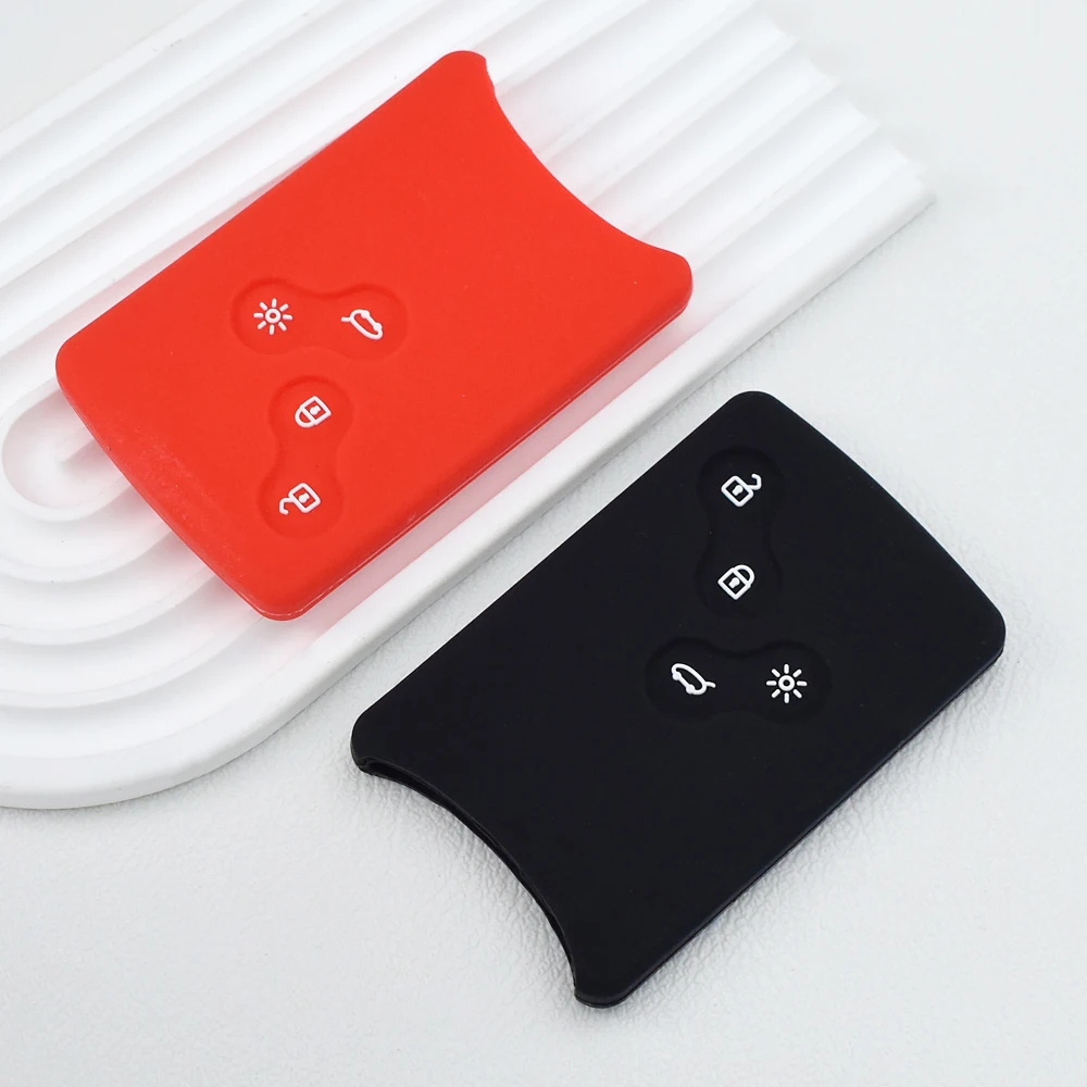 4 Button Silicone Key Case for Renault Megan 3 Laguna Fluence NEMA Clio 4 Captur Zoe Card Key Cover Remote Protection Keychain