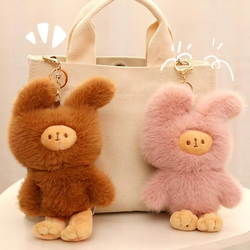 Orso borsa fascino coniglio abbigliamento orso auto chiave ciondolo chiave fascino portachiavi farcito portachiavi borsa ciondolo per le donne ragazze