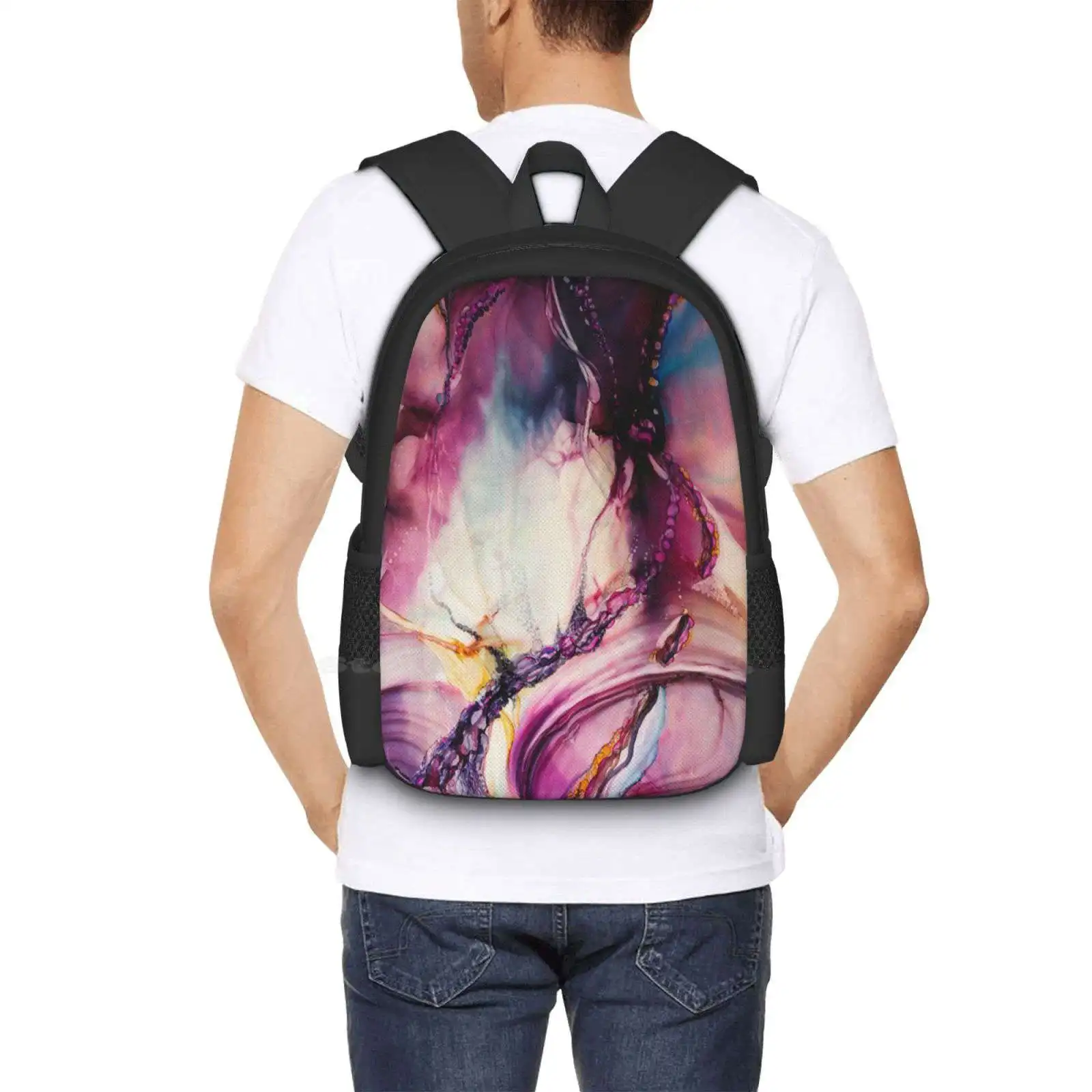 Mochila Paixão Roxa para Estudante, Escola, Laptop, Bolsa de Viagem, Abstrato Roxo Sherry Telle Dreamscape, Notebook Books, Ink Tablet Cases