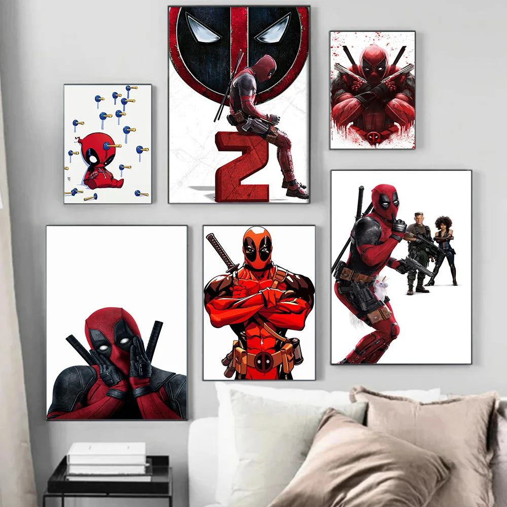 MINISO Marvel Avengers Superheroes Deadpool Home Living Room Bedroom Decorative Art Posters Kids Room Wall Mural Canvas Painting