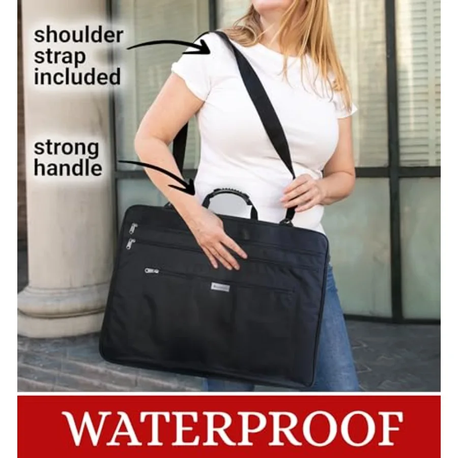 ART PORTFOLIO with Full Extension Zipper Waterproof A3 Art Portfolio Case Hard Case for 18x24 Artwork Ideal for Artists and Des