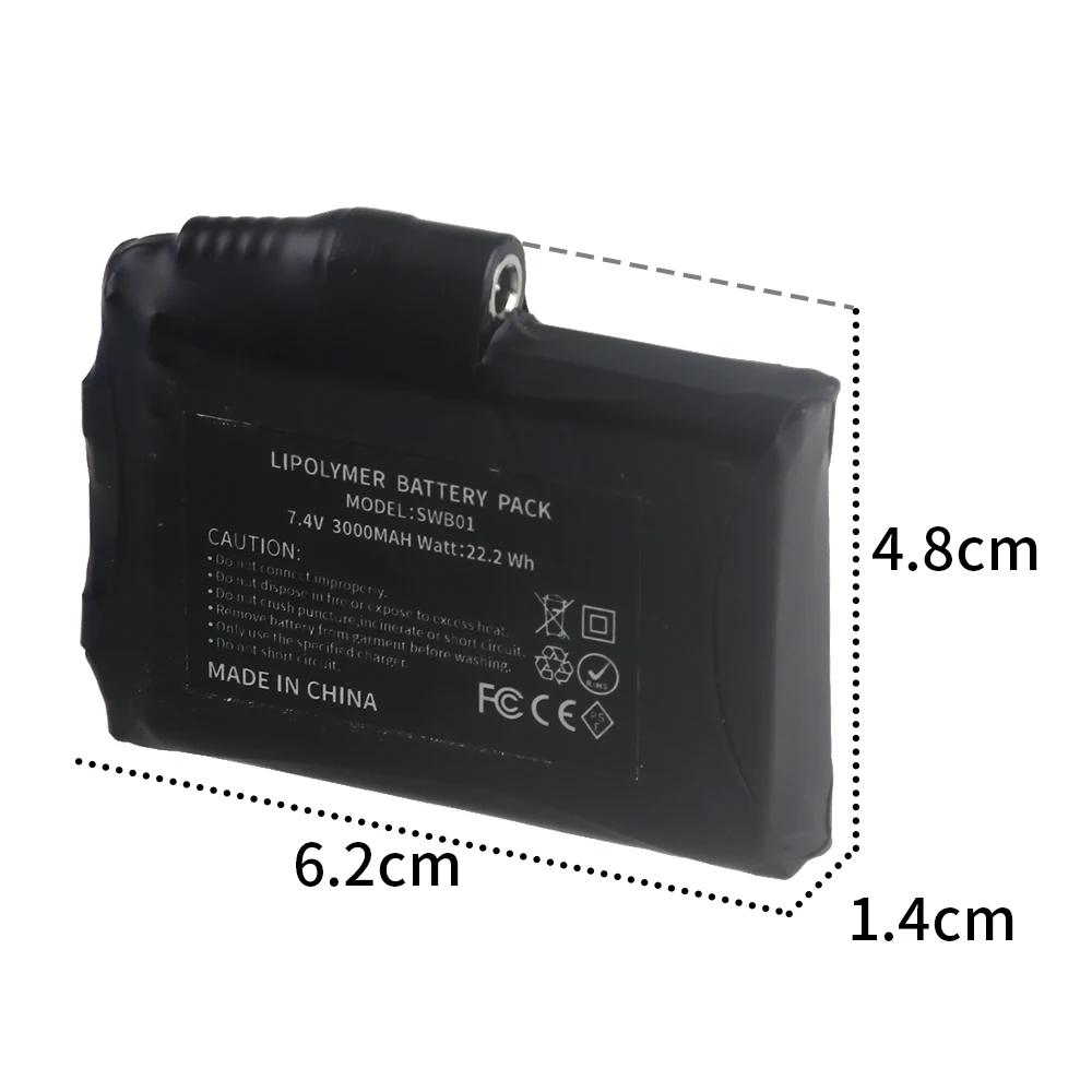 7.4 V 3000 mAh Charger Rechargeable Lithium Polymer Battery for Heated Gloves Socks Heated Jackets Vest Motorcycle Gloves USB