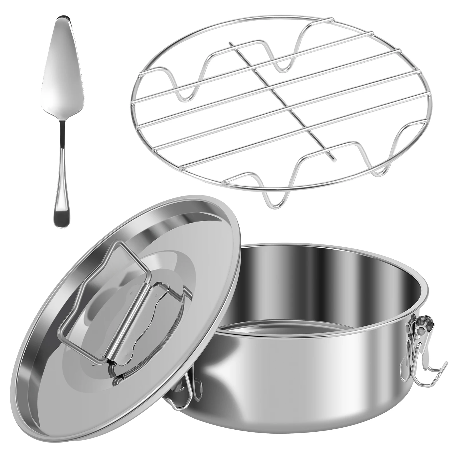 Steamer Steamer Rack Stainless Steel Flan Pan 1.5QT Flan Maker Steam Rack Cake Spatula Multifunctional Mold Flan Baking Mold