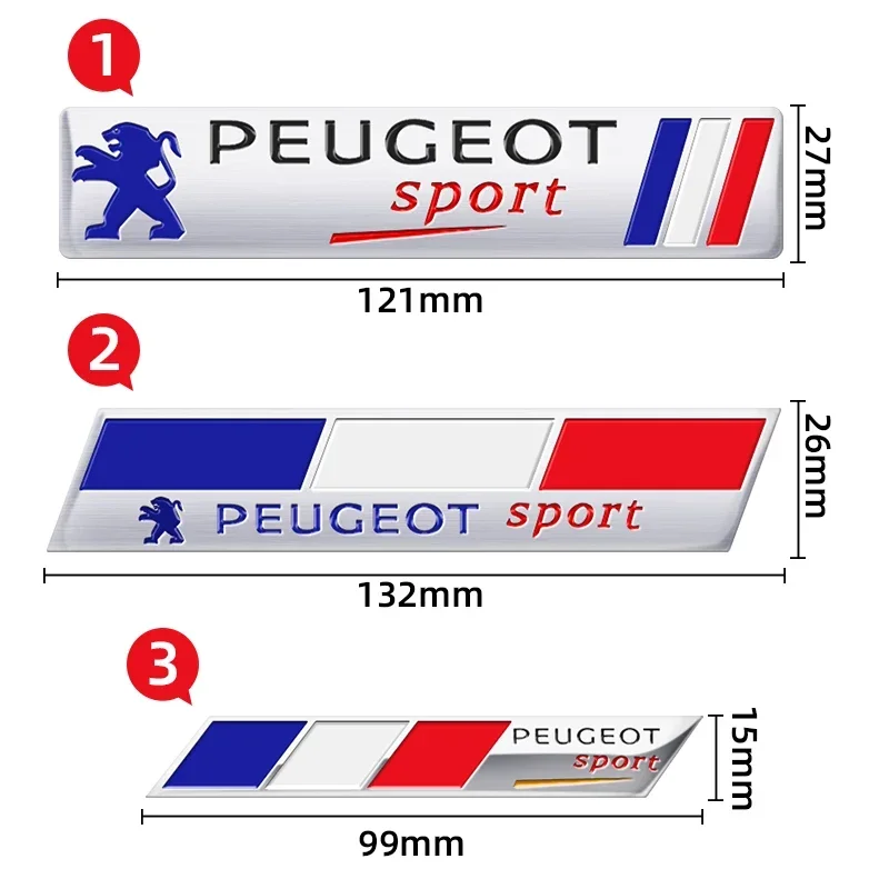 1Pcs 3D Metal Car Emblem Sticker Badge Decoration For Peugeot 206 307 308 3008 207 208 407 408 508 2008 5008 107 106 108 205 301