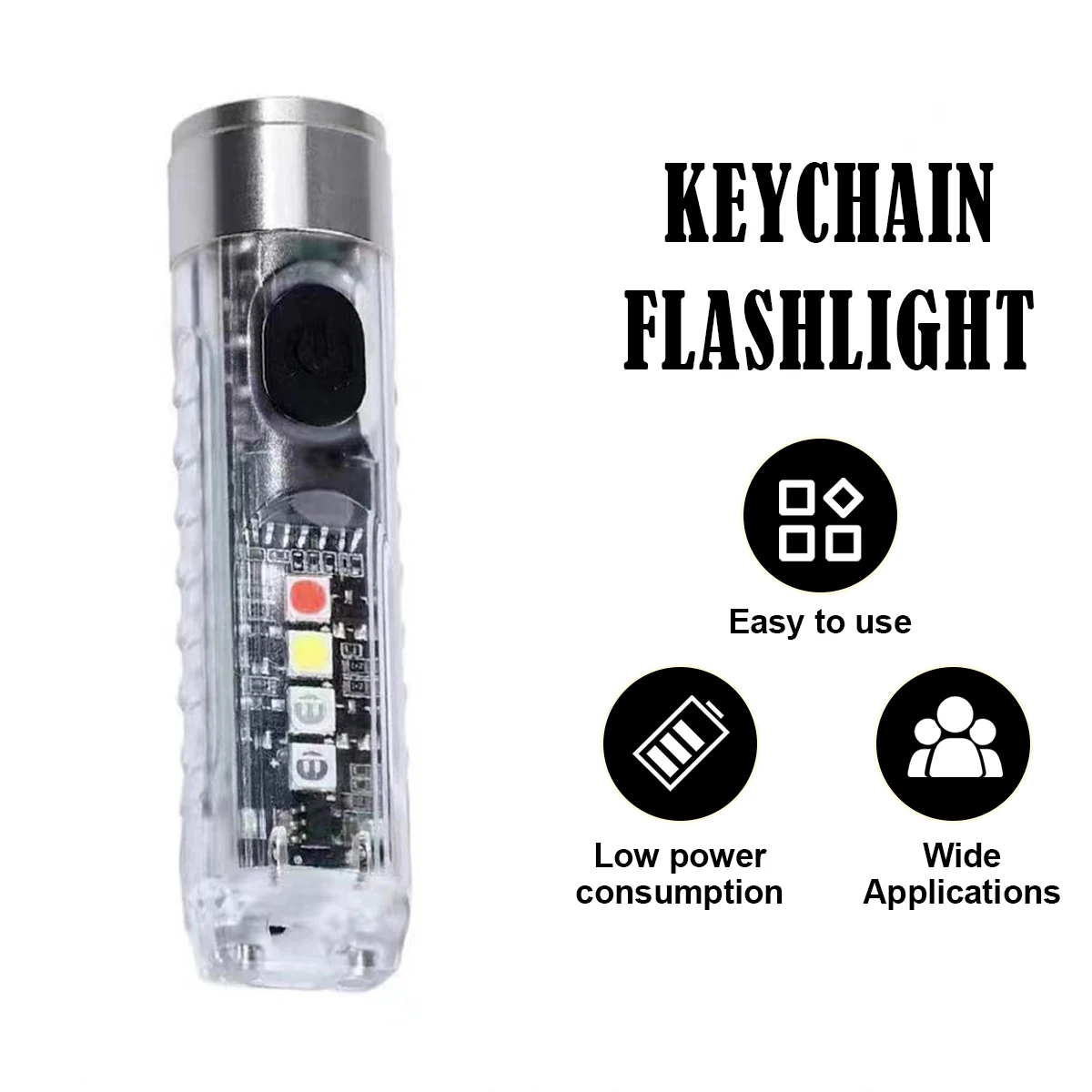 1PCS Rechargeable Mini Keychain Flashlight with 10 Modes and Magnetic Base - for Camping and Outdoor Activities