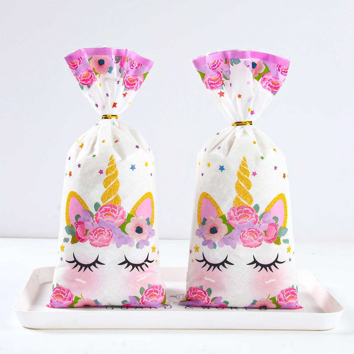 25/50/100 sztuk motyw jednorożca torby do pakowania cukierków jednorożec dekoracja urodzinowa dla dzieci Baby Shower torba na prezenty ślubne