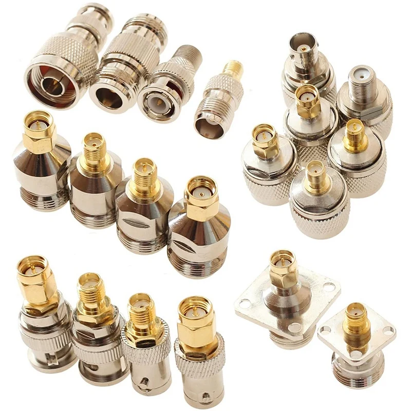 

New SMA To N BNC TNC F Type Connectors Male Female Kits 20 in 1 N To SMA BNC To SMA TNC To SMA RF Adapter