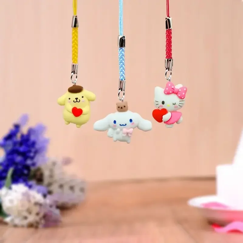Cute Sanrio cartoon character Kuromi Hello kitty Hello kitty Cinnamoroll mobile phone lanyard Keychain Bag ornament Holiday gift
