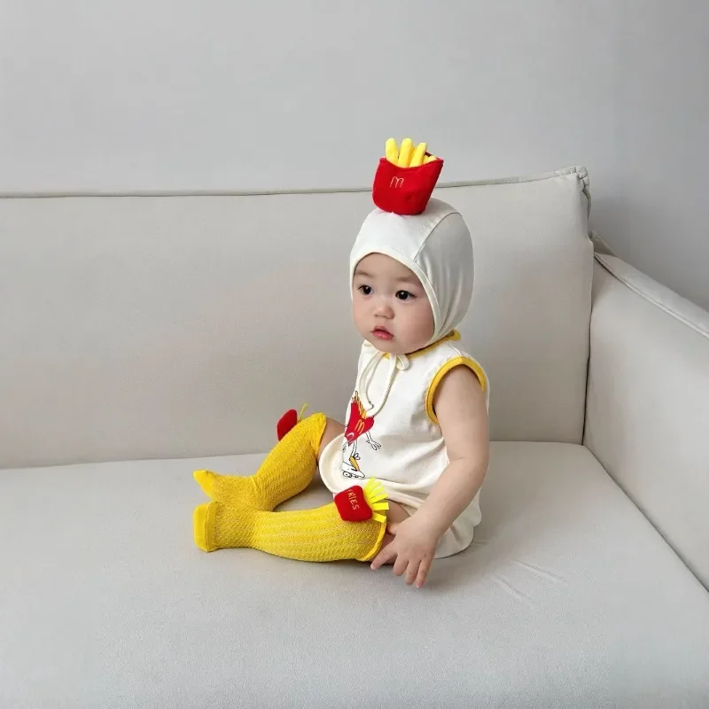 Korean Baby Romper Summer Fries Pattern Cute Comfort Infant Bodysuit Funny Costume Outfit Boys Girls Clothes Toddler Outfits