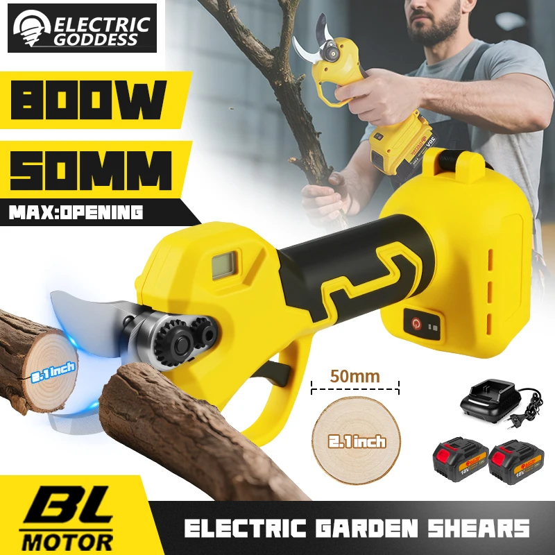 Electric Goddess Brushless 50mm Electric Scissors Cordless Fruit Tree Bonsai Electric Pruning Shear For Makita 18V Battery Pin