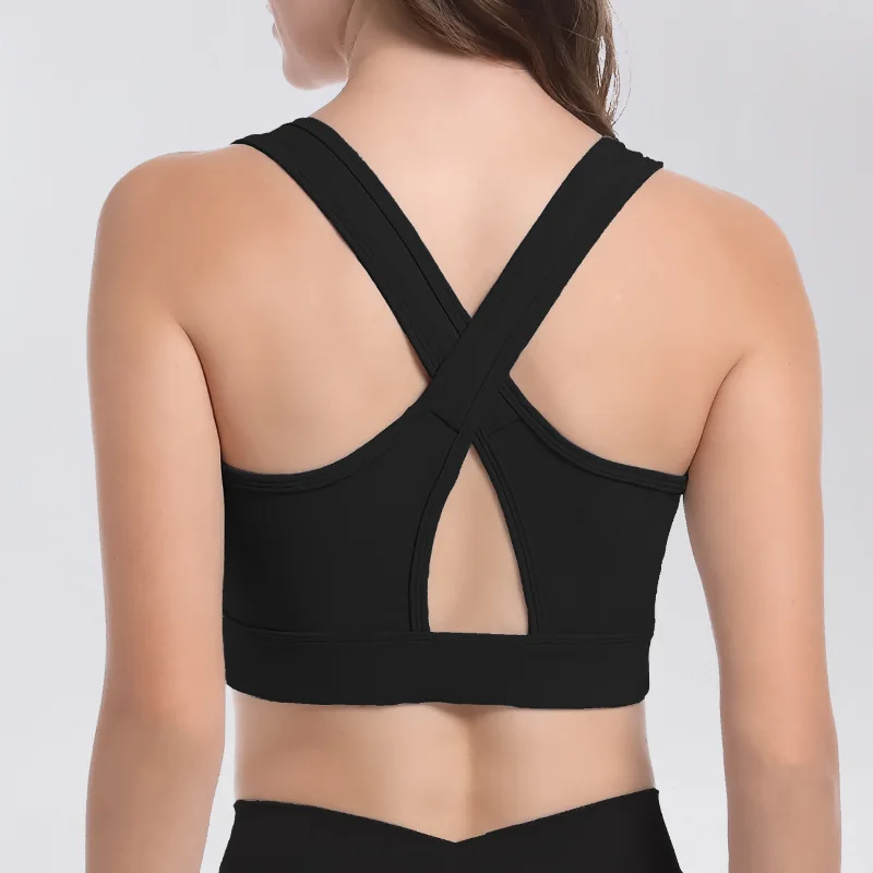 حمالة صدر رياضية للنساء، مقاومة للصدمات، عالية الكثافة، سحاب أمامي، أشرطة قابلة للتعديل، ظهر جميل، الجري، اللياقة البدنية، سترة اليوغا B #1