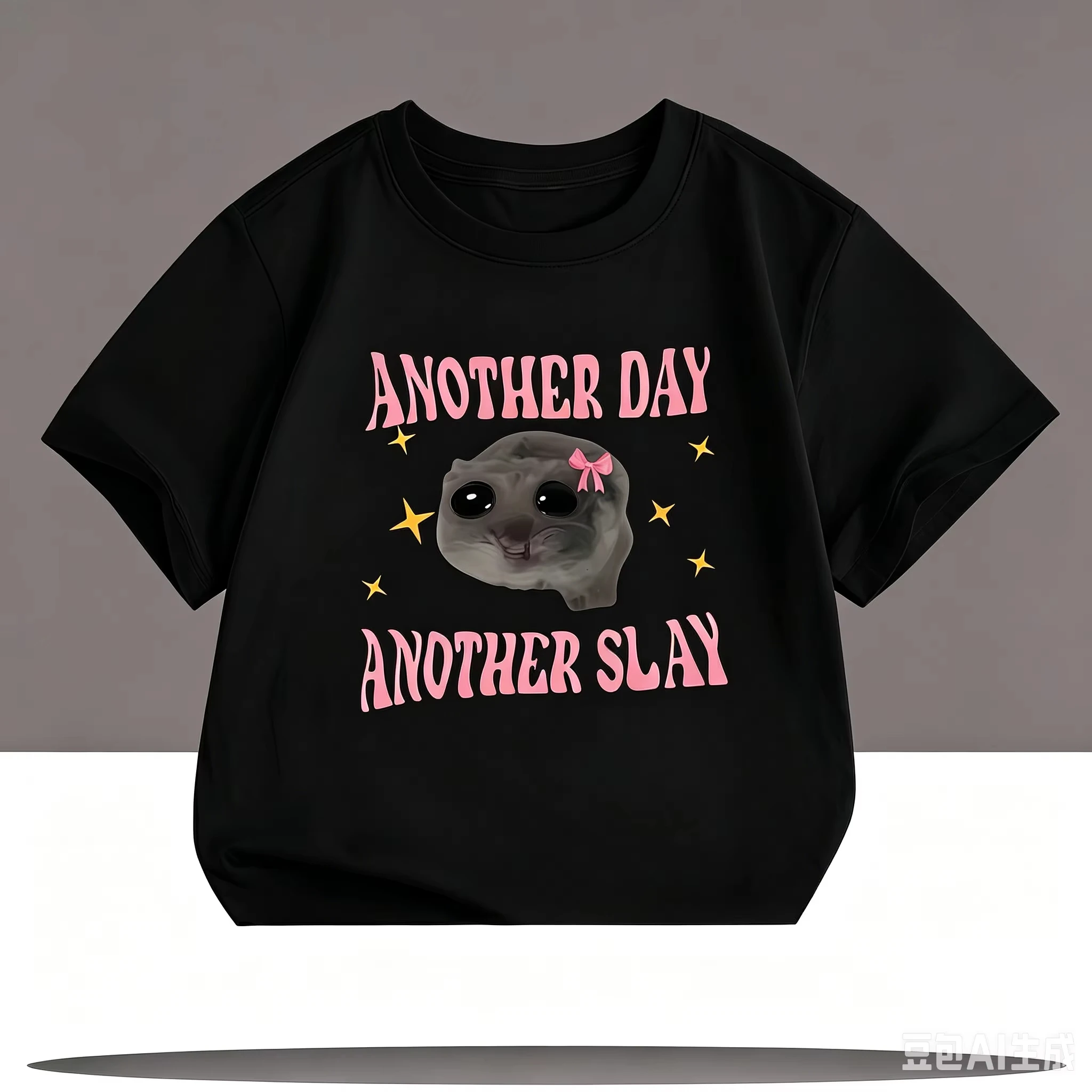 Another Oay  Cartoon Print T-shirts Summer Girls Casual Fashion Kawaii Colorful Short Sleeve Tops women men T-shirts
