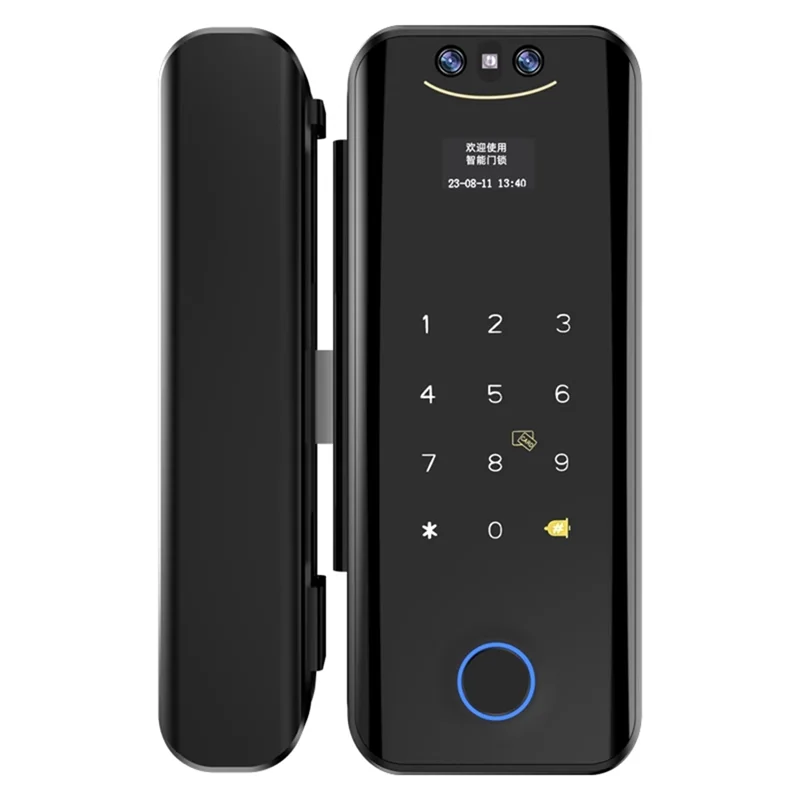 

GROCE-Tuya Smart Lock 3D WIFI Enabled For Glass Doors–Camera Fingerprint Face Recognize Card Password Biometric Key App Unlock