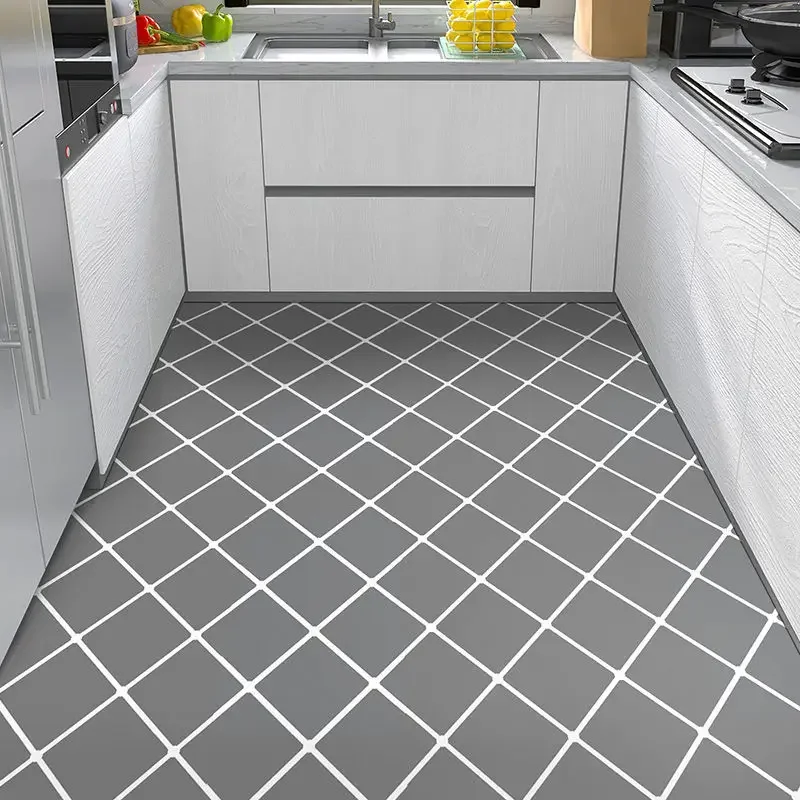 Geometric Kitchen PVC Rugs Oil-proof Waterproof Carpet Balcony Leather Carpets Living Room Large Area Rug Non-slip Porch Doormat