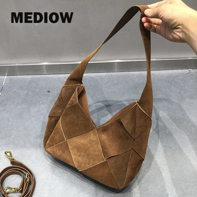 

MEDIOW England Style Genuine Leather Bags For Women Luxury Designer Handbags And Purse 2023 New In First Layer Cowhide Handwoven