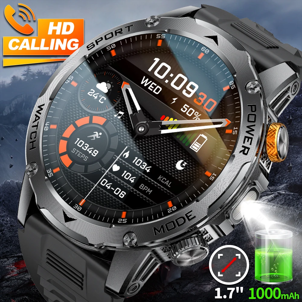 

LIGE 1000mAh Large Battery Men Smart Watch Outdoor Flashlight Wristwatch Bluetooth Call Waterproof Sport Fitness Smartwatch 2026