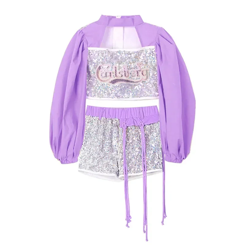 ZZL-traje de lentejuelas para niña, traje de baile de Jazz, trajes de k-pop, ropa de baile urbano para niños, ropa fresca de actuación para niños