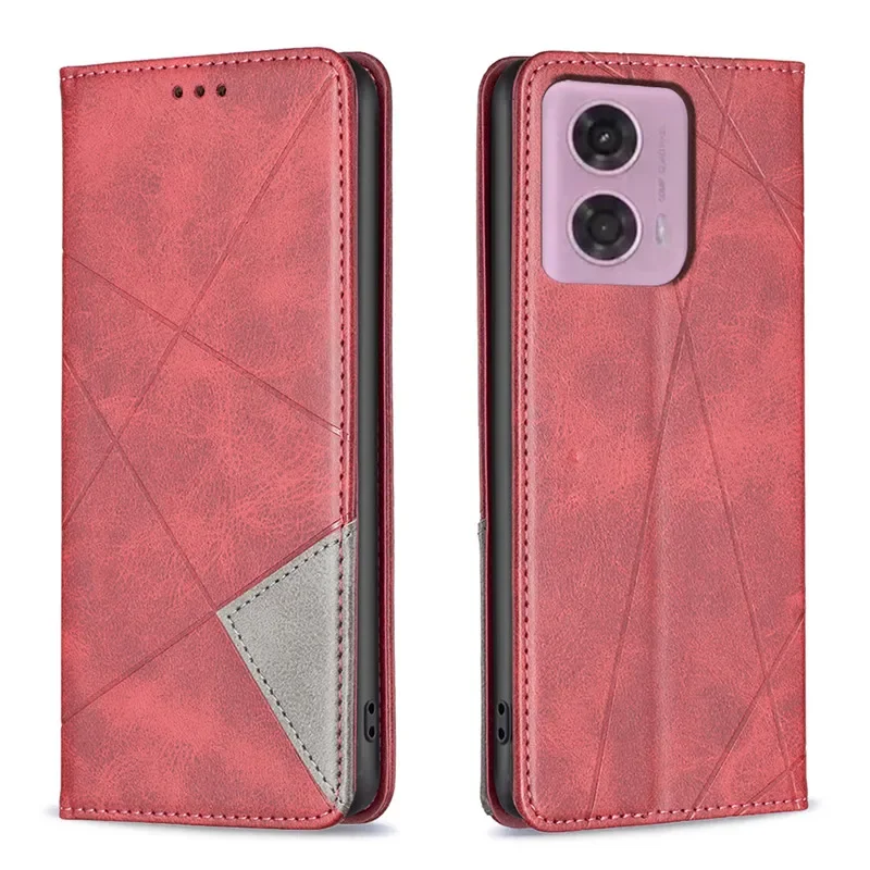 On For Motoroal MOTO G04 G24 G34 G14 4G G54 G84 5G Case Magnetic Wallet Leather Flip Phone Cover For MotoG04 Motog34 G 24 Cases