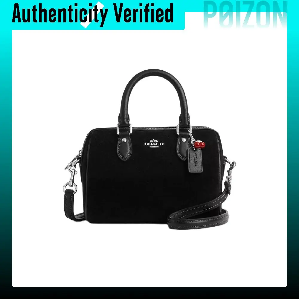 COACH Rowan Suede And Smooth Leather Crossbody Handbag Small Women's Black CDC93-SVBK