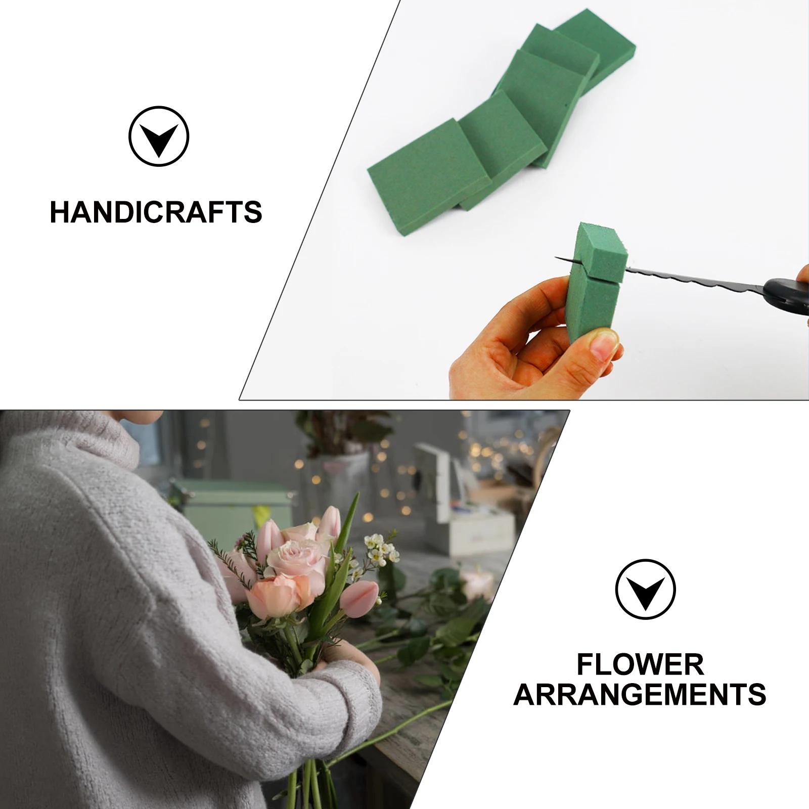 

4pcs Round Flower Clay Green Foam Blocks for Wedding Arrangement Floral Foams Flower Bricks Home Decor Garden Supplies