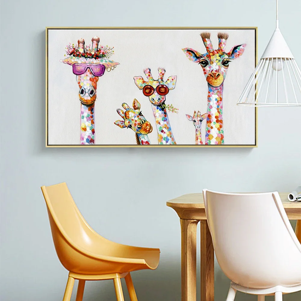 Modern Fashion Wall Art Colorful Animal Picture Giraffe HD Canvas Printing Poster Home Living Room Decoration