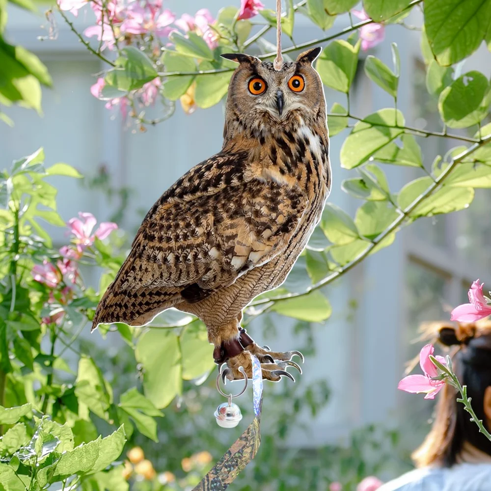Creative Owl Hanging Ornament Bird Repellent Garden Decoration Reflective Decorative Wall Pendant For Patio Yard Landscaping