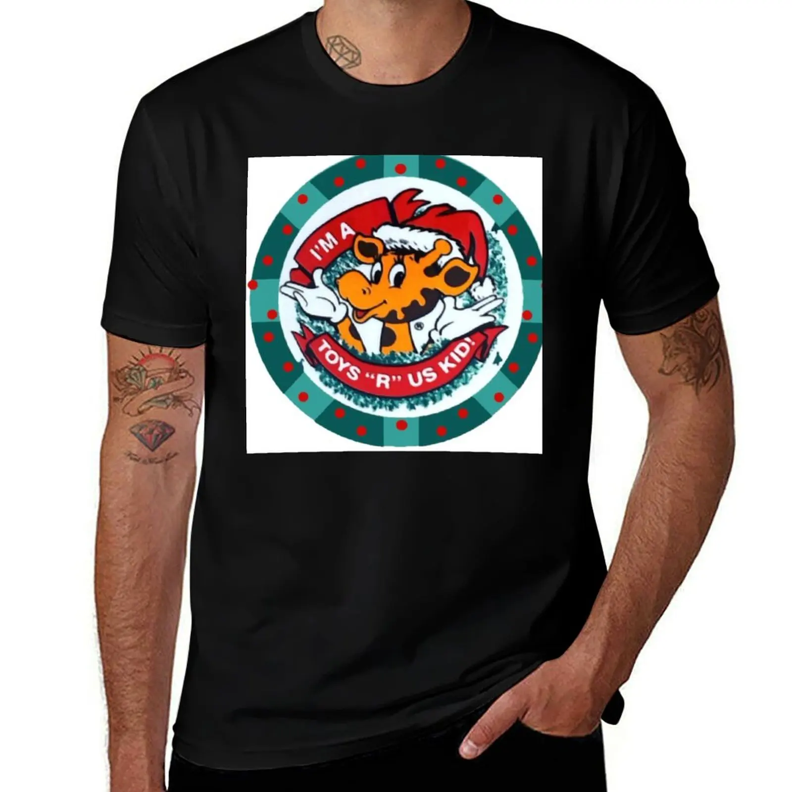 Retro Geoffrey the Giraffe Holiday Logo [I'm a Toys R Us Kid!] T-Shirt Large Size Soft Cotton T-Shirt