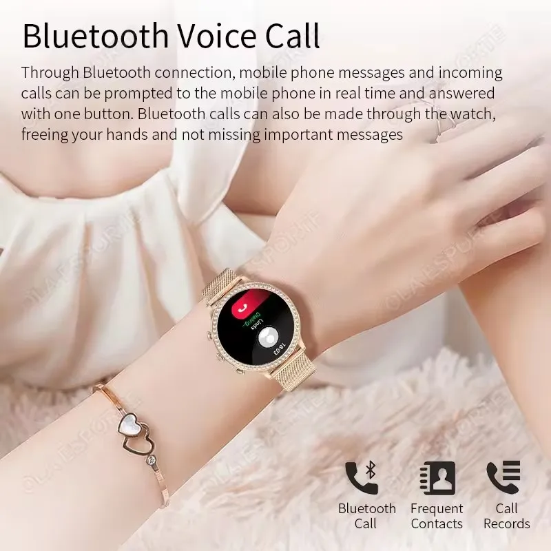 New Fashion Smart Watch Women AMOLED Screen Bluetooth Call Watches Custom Dials Female Health Music Sport Ladies Smartwatch HW12