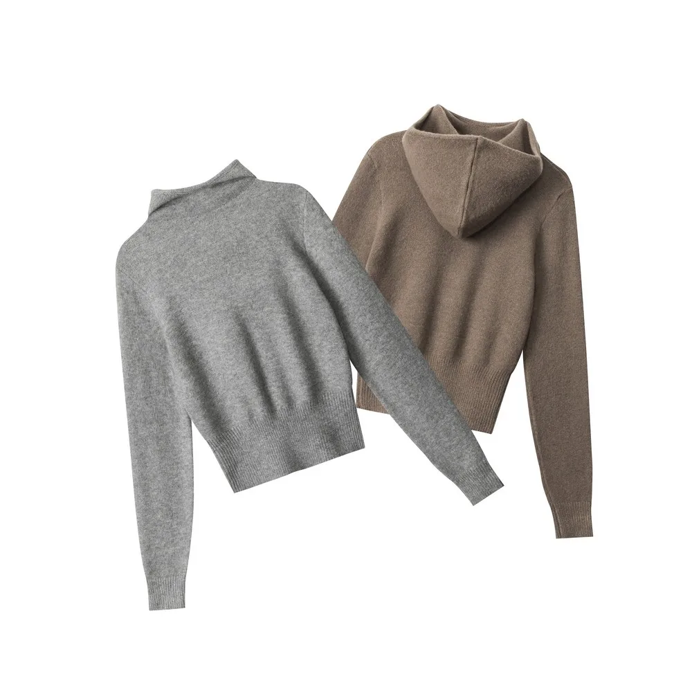 Slim Fit Hooded Knitted Designer Winter Clothes Women Girl Elegant Womens Sweaters Long Sleeve Tops Office Ladies Y2k Streetwear