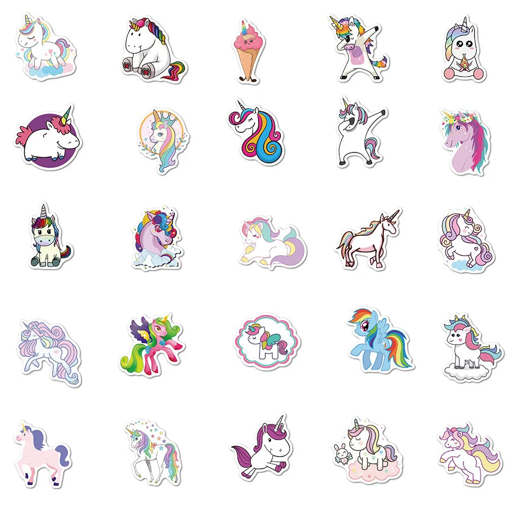 10/30/50/100PCS Cute Animals Pink Unicorn Cartoon Sticker DIY Diary Phone Laptop Luggage Skateboard Graffiti Decals Fun for Kid