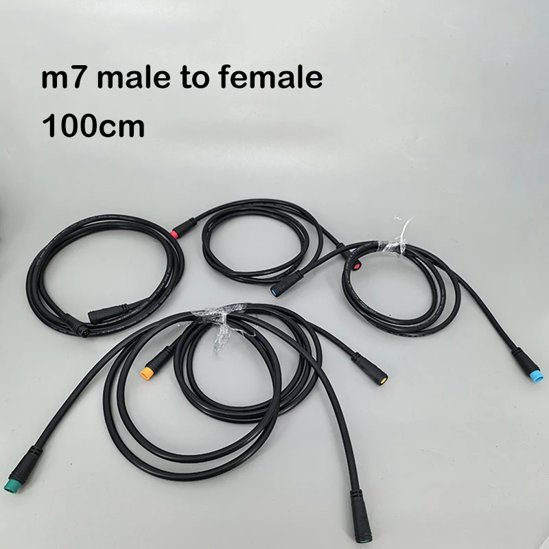 0.2m 1m m7 2 3 4 5 6 Pin 7mm 1 male to female male plug cable Connector Waterproof Sensor E-bike Electric bicycle cord